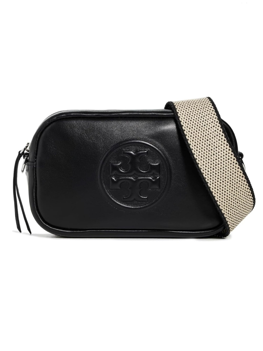 Tory Burch Black Miller Soft Mini Crossbody Bag with Woven Strap - New
